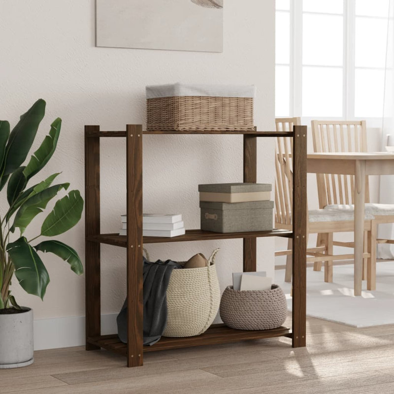 Geoffroy Steel Shelving Unit, 90cm H x 80cm W x 38cm D, Brown