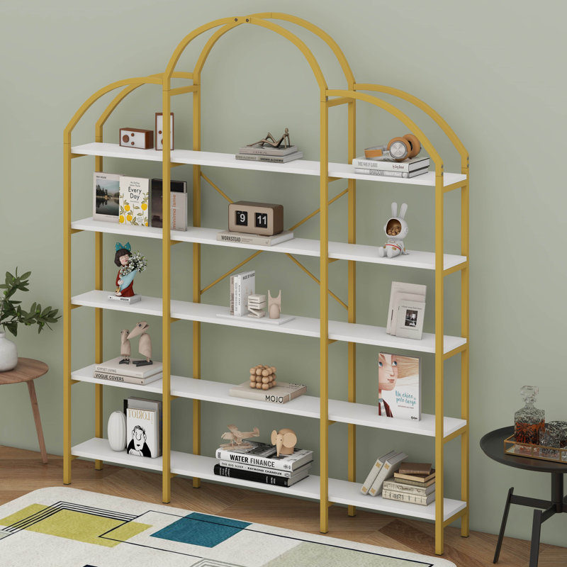 Bibliothèque moderne 74,8 pouces à 5 niveaux avec tablette multifonctionnelle