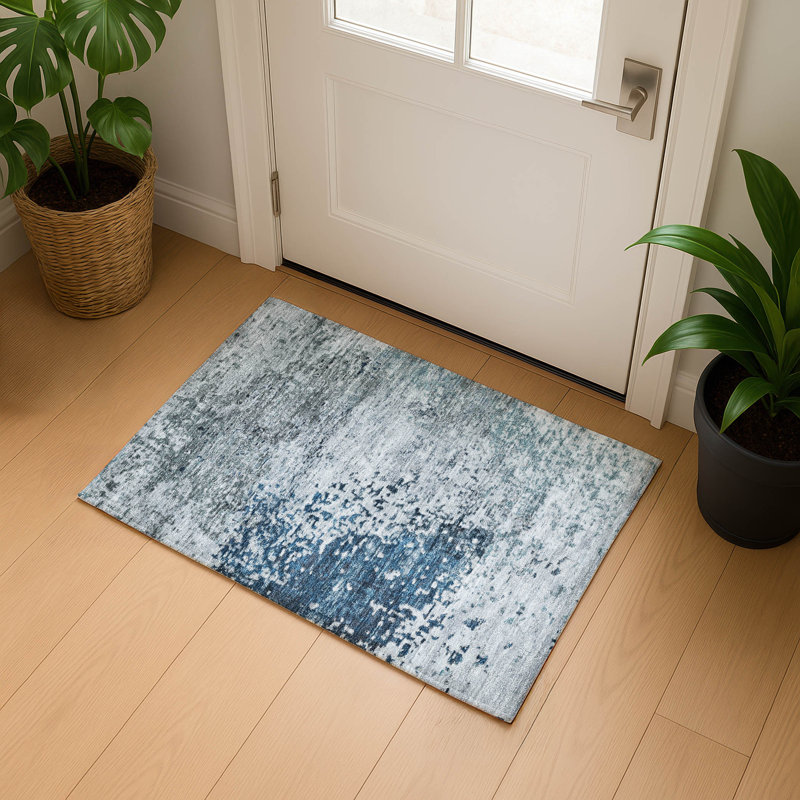 Tapis moderne de qualité supérieure lavable à la machine AMF1737, Rectangle 1 pi 8 po x 2 pi 6 po