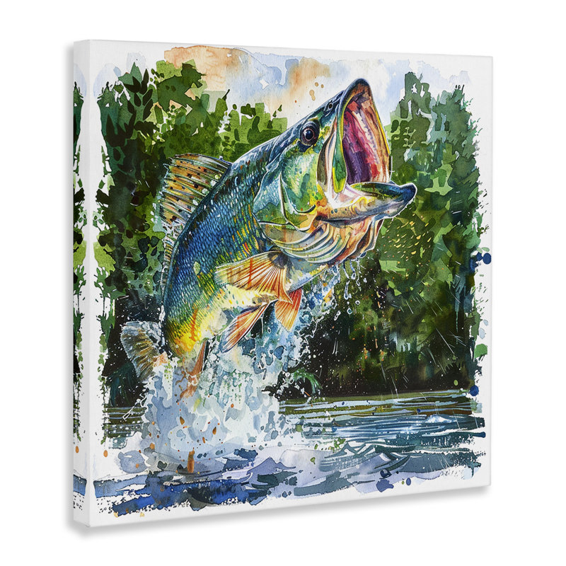  "Splashing Bass Fish", art mural par LSR Design Studio, H 36 po x l 36 po