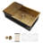 32" L x 19"W Undermount kitchen Sink Gold Stainless Steel Single Bowl Kitchen Sink with Bottom Grid-124064482-124064480