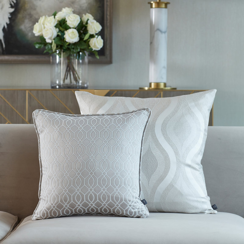 Frankford Geometric Square Throw Cushion, Polyester/Polyfill, Stone