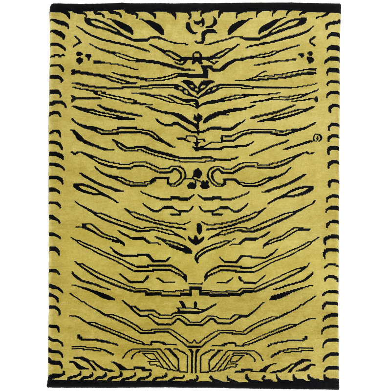 Tapis oriental en tigre tibétain Nykeema, Rectangle 5 pi 2 po x 7 pi 9 po