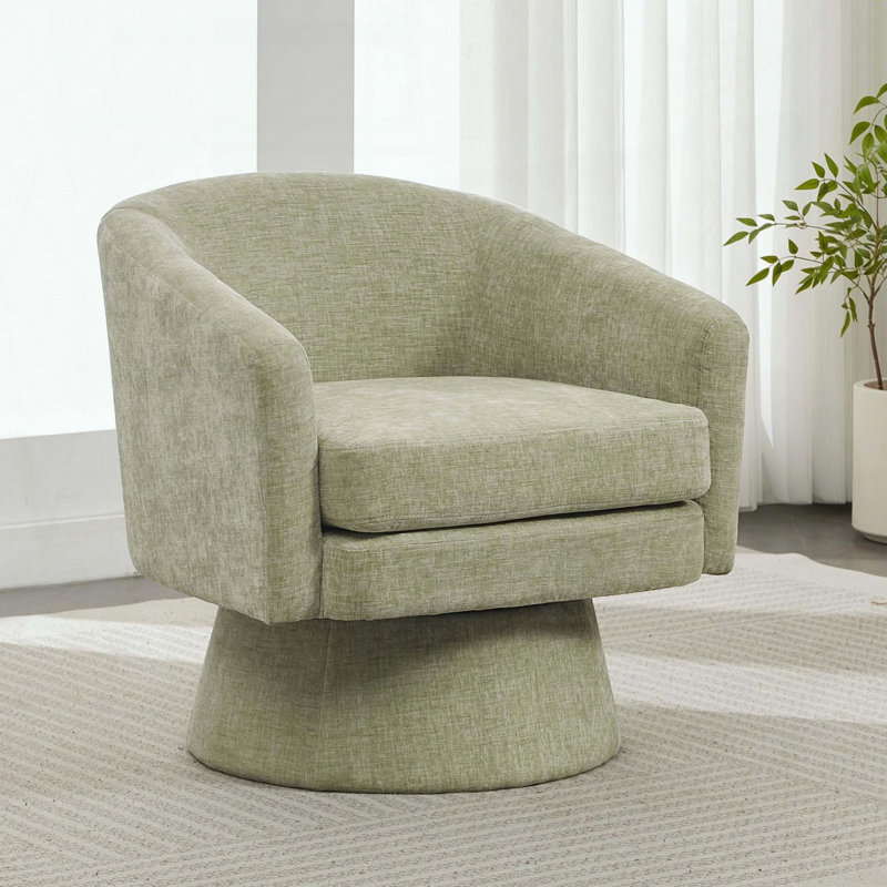 Fauteuil demi-tonneau pivotant contemporain en chenille - vert