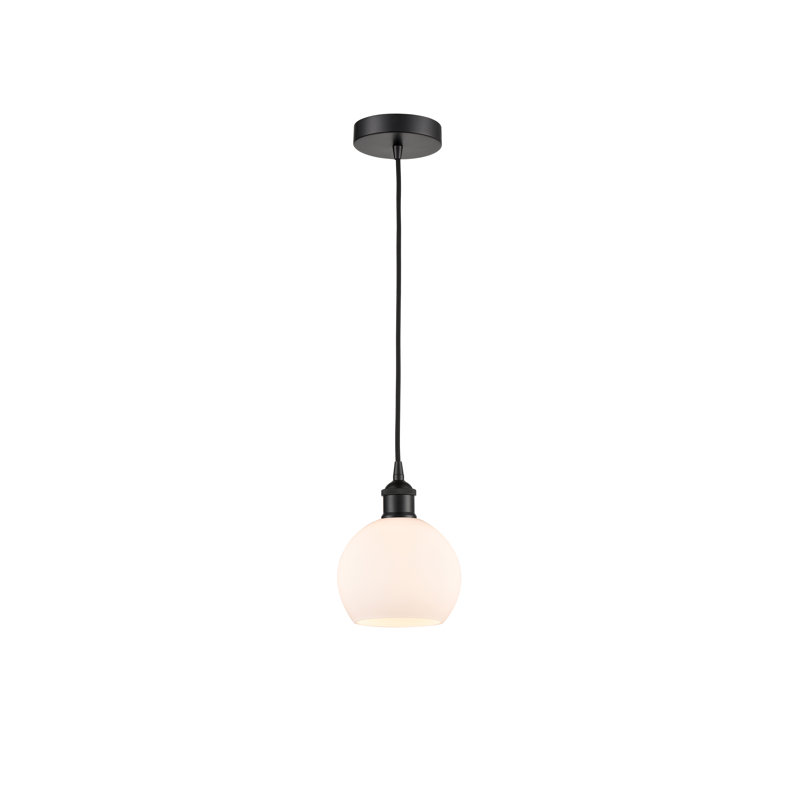 Luminaire suspendu simple à 1 lumière Ralph, Blanc mat, H 8,88 po x l 6 po x P 6 po, Noir mat