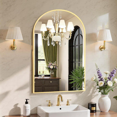 Miroir mural arqué Modern - Miroir incassable en aluminium brossé