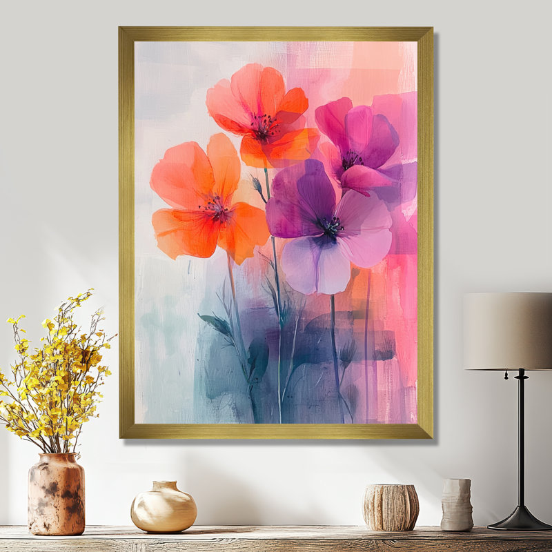 Ryanne - Art mural floral, H 44 po x l 34 po, Picture Framed, Doré