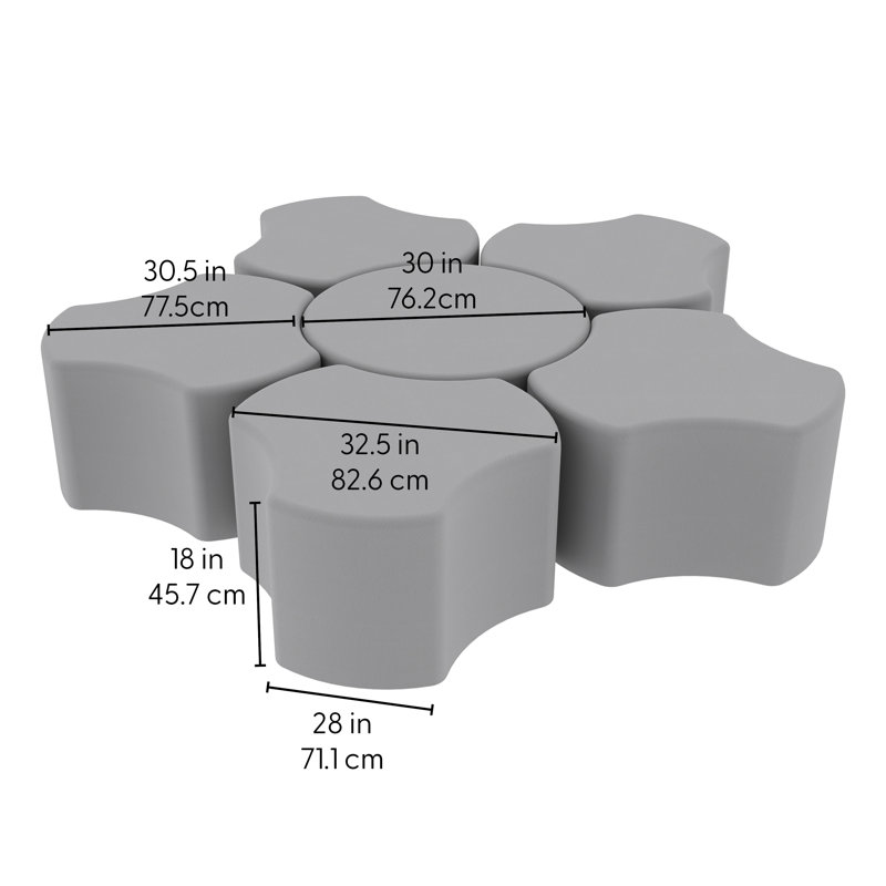 Repose-pieds rembourré Pro Series, paquet de 6, Noir, 18" H x 32.5" W x 30.5" D