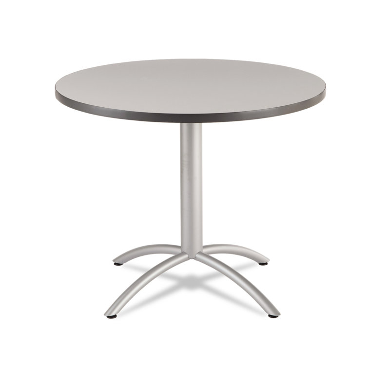 Aleksandras Round Metal Base Dining Table, 30"H x 36"L x 36"W, Gray/Gray