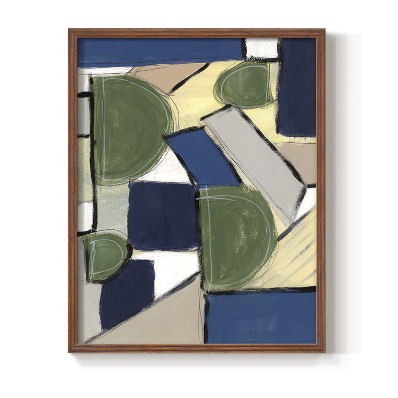 «Spatial Mix I», reproduction encadrée - bois massif, Cadre photo brun simple, H 14 po x l 11 po