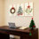 Couronne de Noël, arbre enneigé et gui sur toile, reproduction de style aquarelle (ensemble de 3)