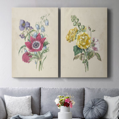 Antique Garden Bouquet I - Toile tendue avec châssis de qualité supérieure - Prêt à être accroché