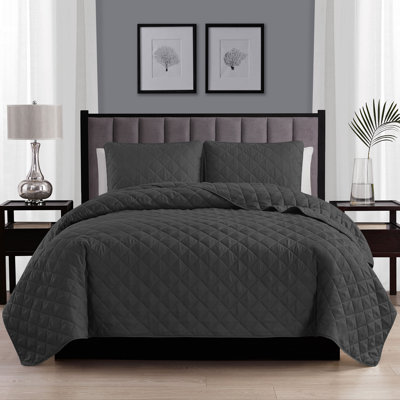 Microfiber Reversible Diamond Quilt Set - Basics by Wayfair™