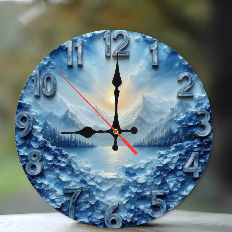 Winter Mountain Lake Clock Face