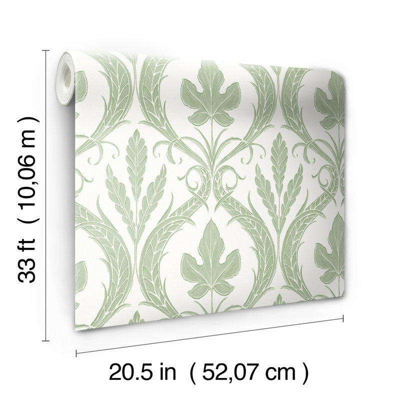Rouleau de papier peint L 33 pi x l 20,5 po, Vert / blanc