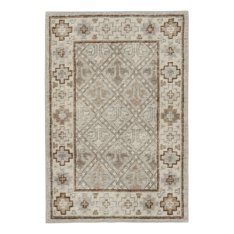 Distressed Homage Hand Knotted Wool Geometric Area Rug, Rectangle 14' x 20'