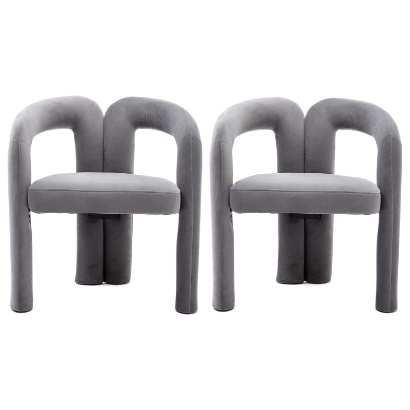 Accent Barrel Chair Set Of 2, Gray