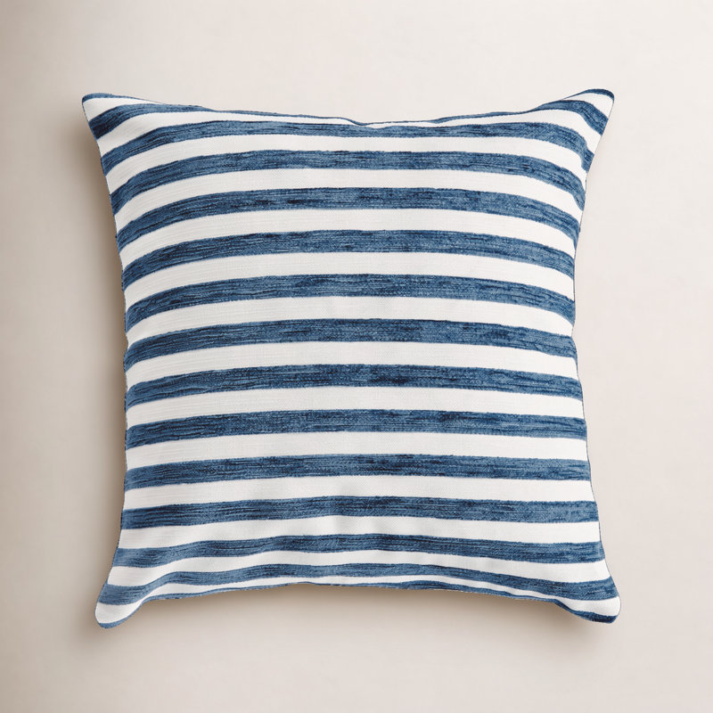 Striped Indoor/Outdoor Reversible Throw Pillow, Square 20", Dark Blue