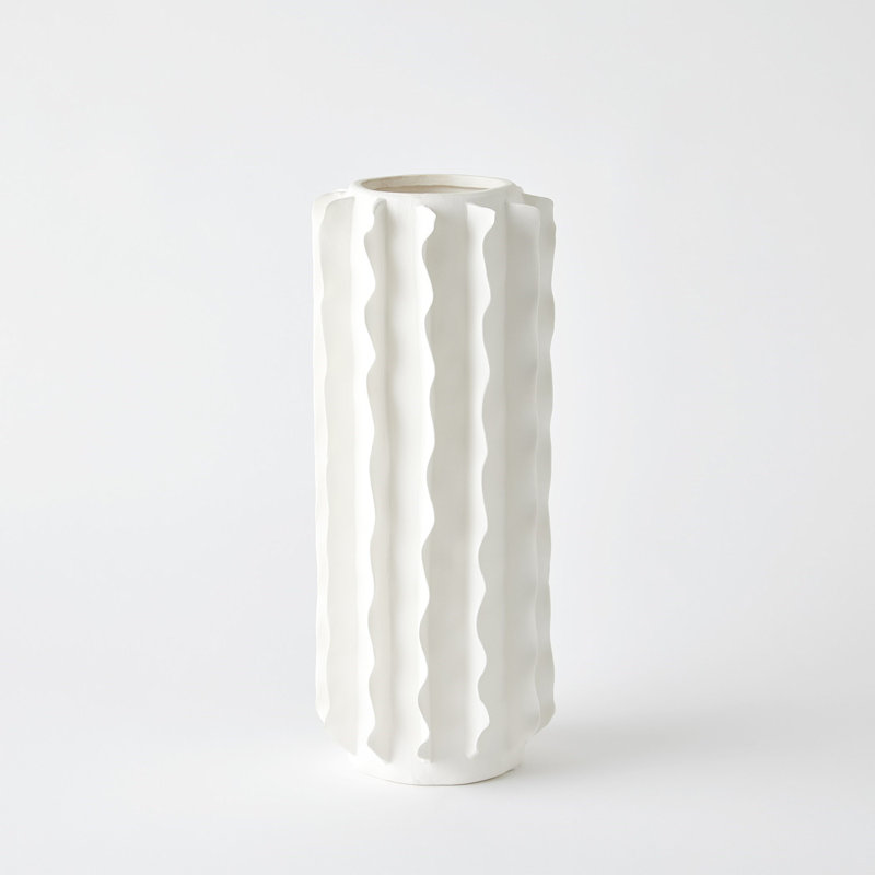 Frilled Bowl-Matte White, 17.25" H x 6.75" W x 6.75" D