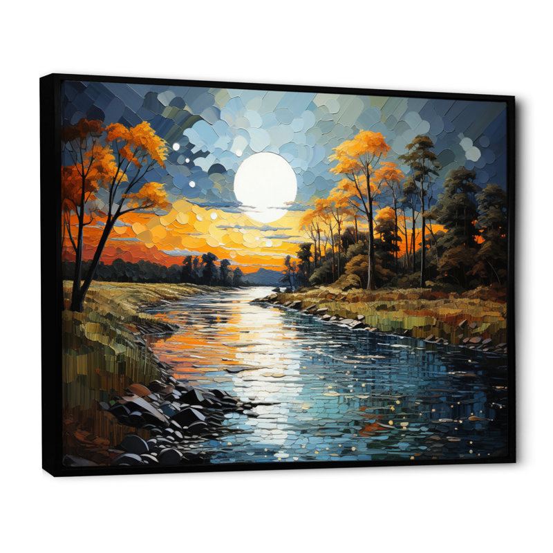 " Orange River Silvery Waters I ", 24" H x 32" W x 1" D, Black Floater Framed