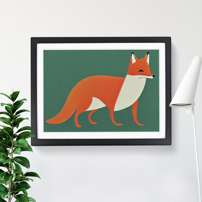 Beguiling Abstract Fox - Single Picture Frame Print, 46cm H x 64cm W x 2cm D, Black Framed