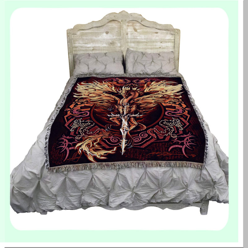 Dragonfire Fantasy Tapestry Throw - 100% Cotton, 72x54 Inches