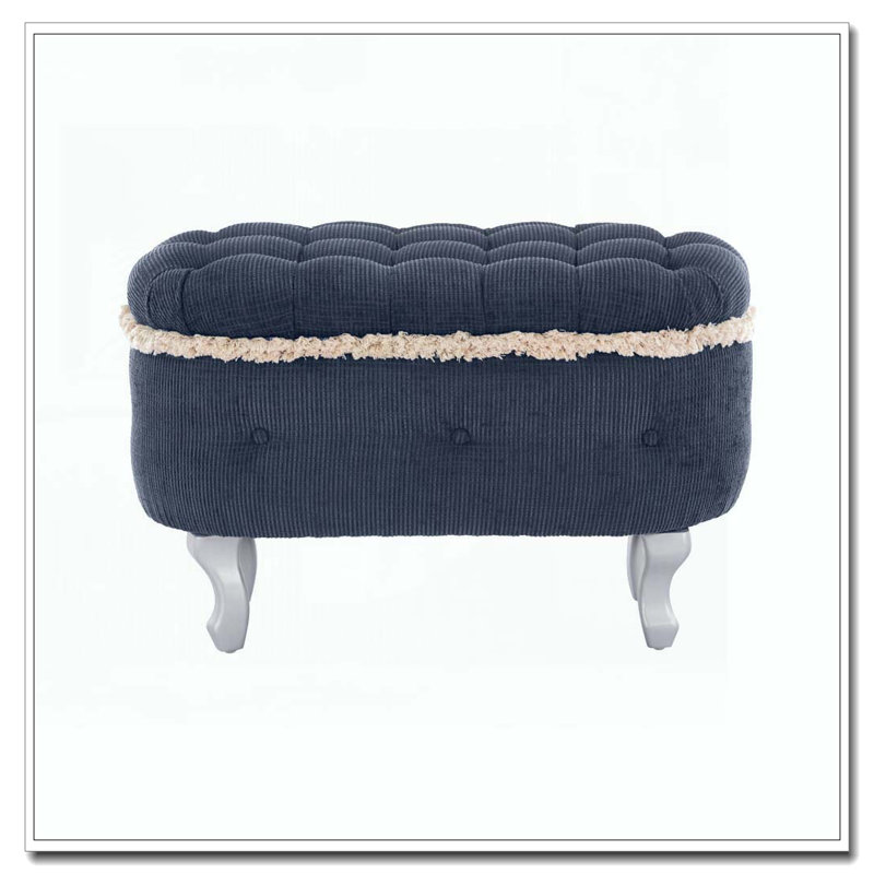 Banc de rangement avec repose-pieds en tissu, Bleu