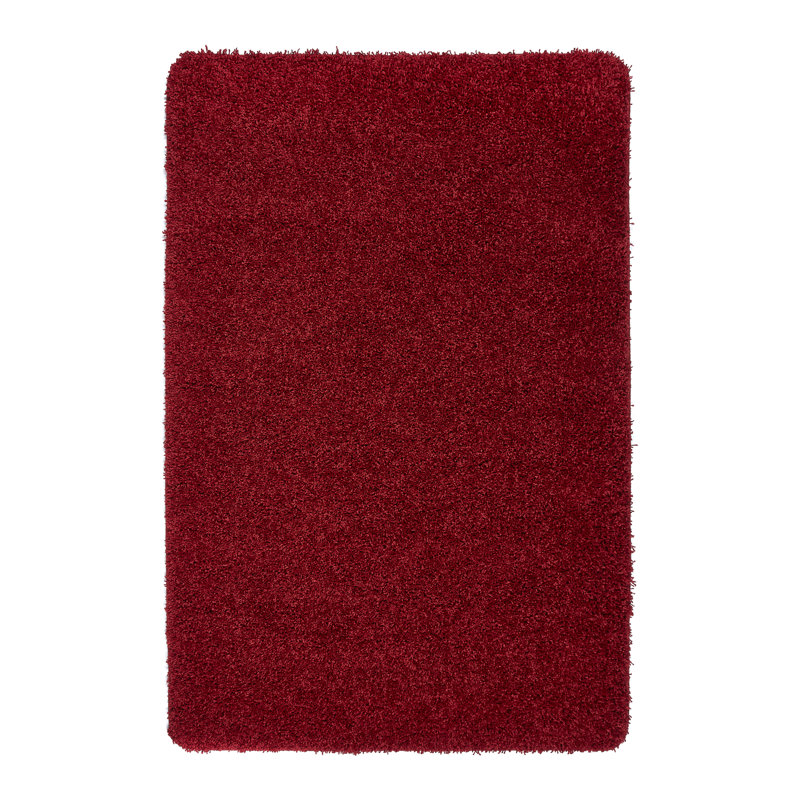 Solid Colour Shaggy Red Area Rug, Rectangle 60 x 100cm