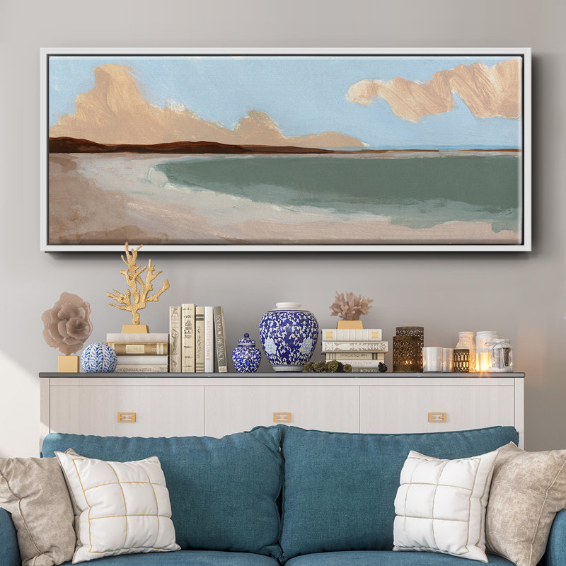 Toile encadrée de qualité supérieure Long Shore I - prête à être accrochée, H 8 po x l 20 po x P 1,5 po
