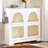 Mid-Century Narrow Design Tipping Bucket Shoe Cabinet With 4 Flip Drawers, Elegant Entryway Shoe Organizer With 4 Rattan Doors, Freestanding Shoe Rack With 2 Silvery Hooks For Hallway, White, 42.1"W-75432860