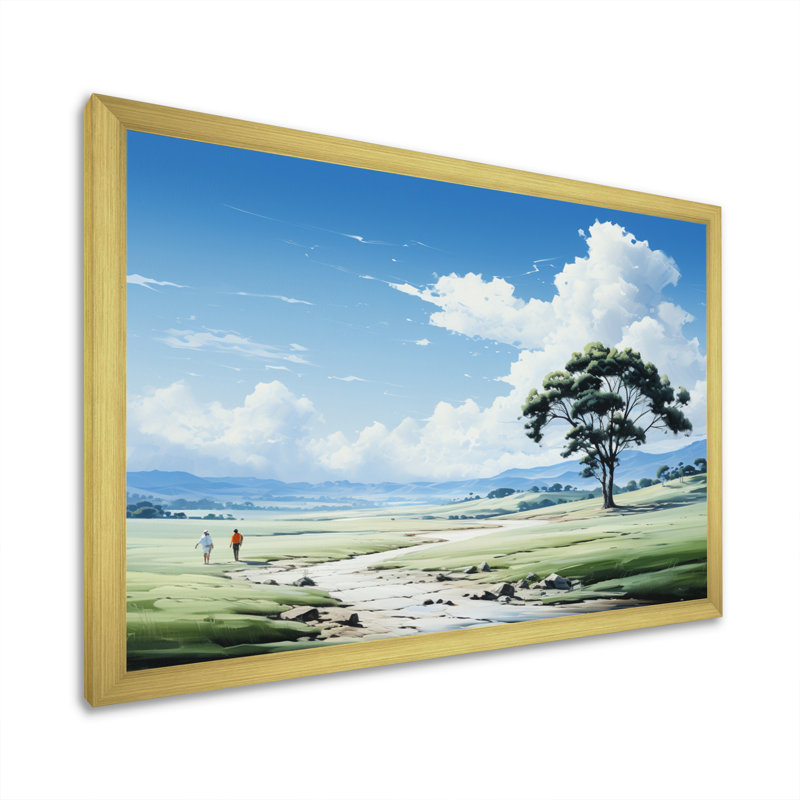 Lake And River Tranquillity II - Landscapes Canvas Prints, H 16 po x l 32 po x P 1 po, Encadrement doré