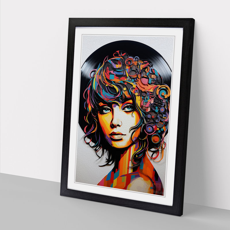 Vinyl Record Pop - Single Picture Frame Print on Wood, Black Framed, 64cm H x 46cm W