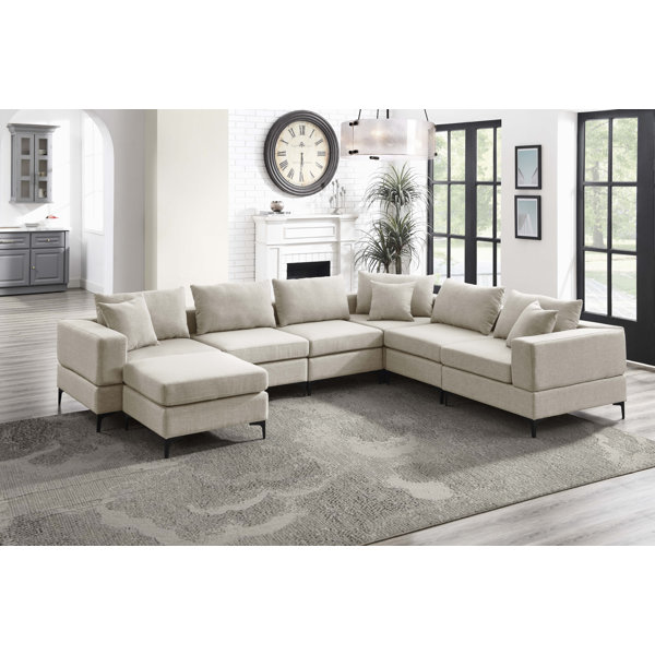 Wade Logan® 7 - Piece Upholstered Sectional & Reviews | Wayfair