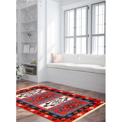 Tapis rouge en laine New Age One-of-a-Kind Rectangle 5 pi 2 po x 8 pi 1 po