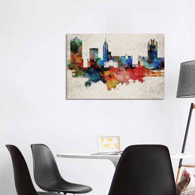 Raleigh Abstract Skyline by WallDecorAddict - Wrapped Canvas Gallery-Wrapped Canvas Giclée