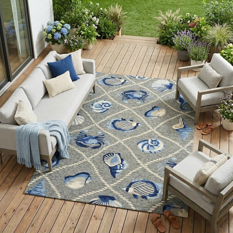 Tapis intérieur extérieur abstrait 8 pi x 10 pi gris