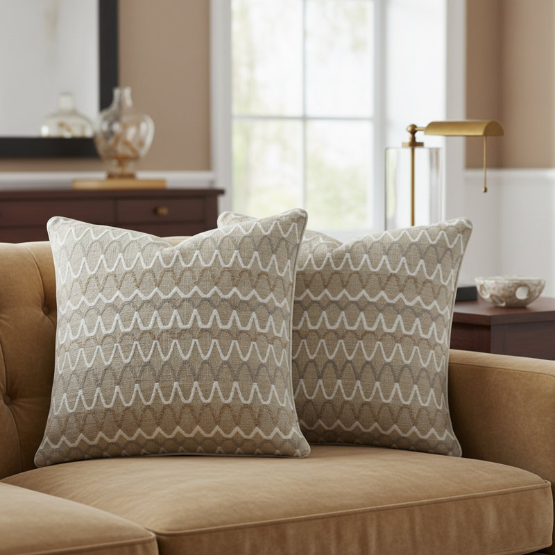 Whitney Geometric Feather Reversible Throw Pillow
