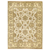 High-Quality Hand-Knotted Ivory And Gold Area Rug