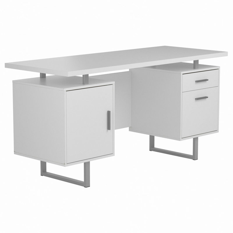 White High Gloss 2-Drawer Computer Desk