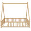 Lit double de style tente Montessori, structure de lit en bois avec garde-corps et lattes-1215025235