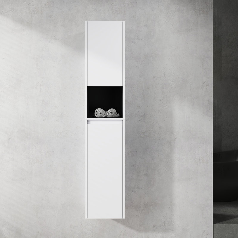 Armoire de salle de bain latérale, 2 portes à fermeture douce, conception à fixation flottante