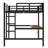 Metal  Loft Bed  with Power Outlet and LED Lighted, Space-Saving, Noise Reduced, Black-2114525515
