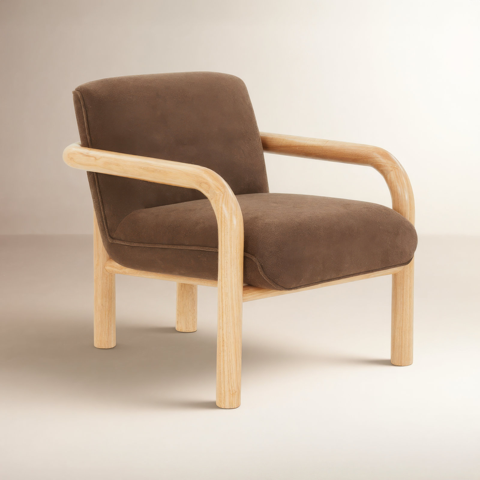 Reyer Boucle Armchair, Dark Brown