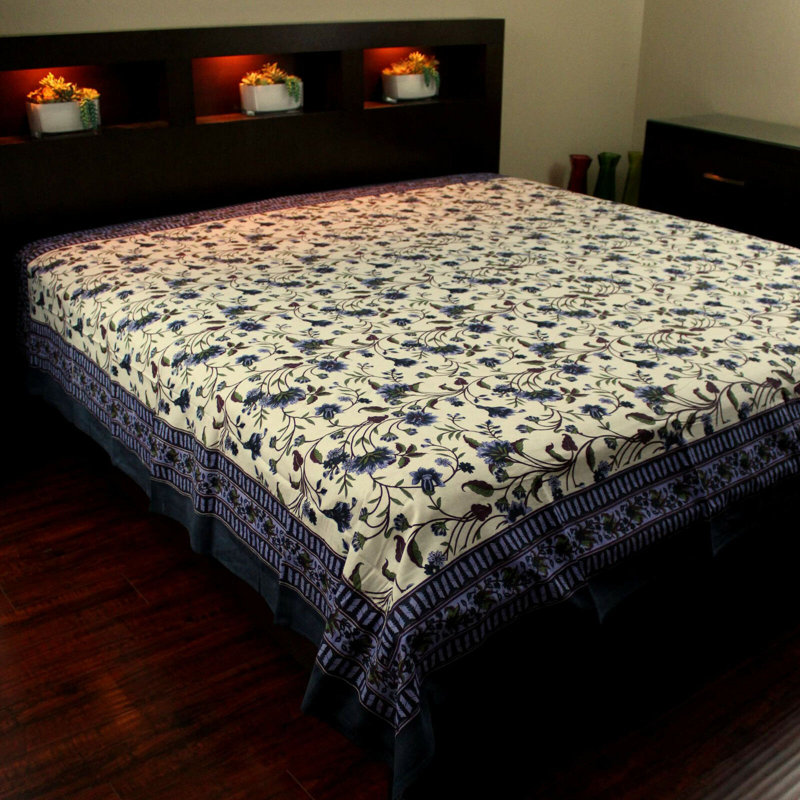 Nappe 100% coton Floral, H 90 po x l 106 po, Brun