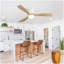 Ventilateur de plafond intelligent 52 pouces avec télécommande 6 vitesses et 3 pales en bois massif réversible pour moteur DC