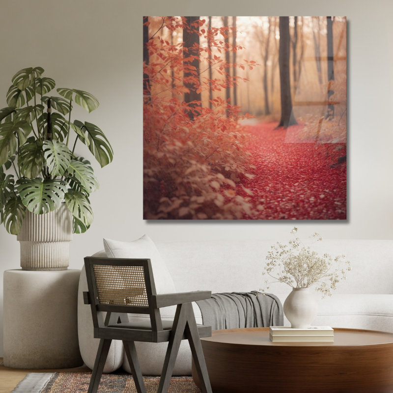 Forêt d'automne, art mural en verre trempé, 30" H x 30" W