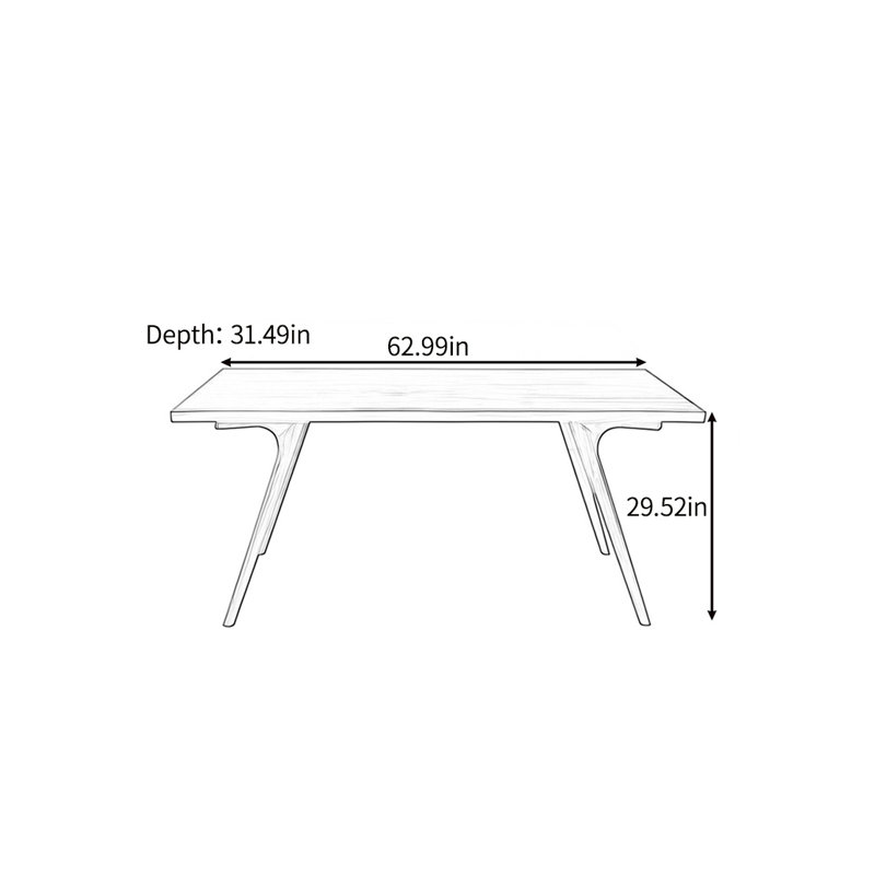 Simple solid wood table, 29.52"H x 62.99"L x 31.49"W