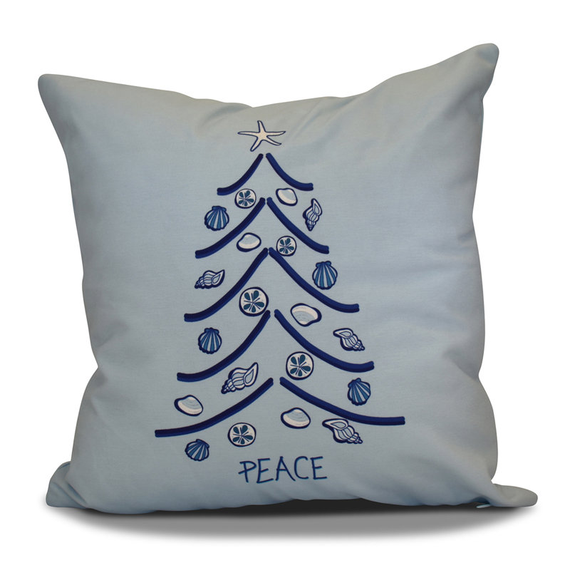Housse de coussin décoratif carré Coastal Christmas, Bleu pâle, H 18 po x l 18 po