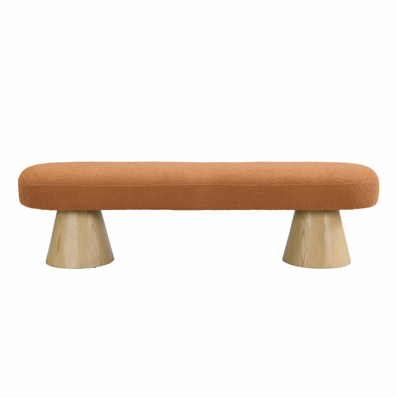 Tommy Modern Dining Bench, Orange, 18" H x 64" W x 16.75" D, Natural