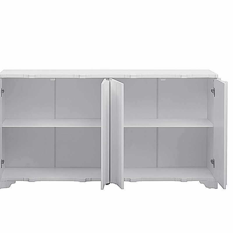 Buffet 4 portes orné d'accents linéaires complexes, Blanc
